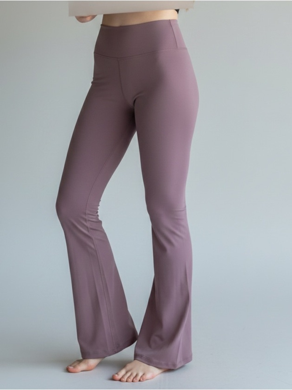 High-Rise Flare Leg Pants in Mauve
